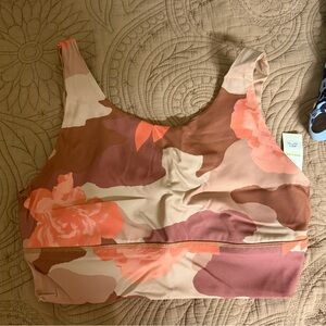 Aerie Floral Sports Bra - Pink and Orange
